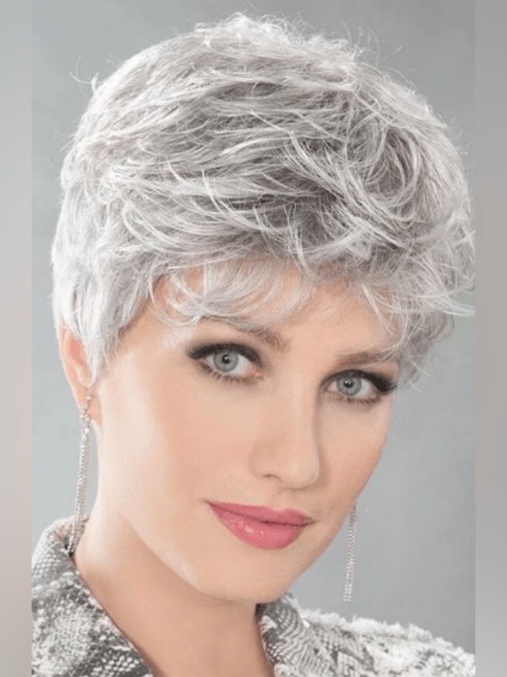 Ellen Wille Salt Pepper Mix Wigs 2.5" Short Hairline Synthetic Monofilament Gray